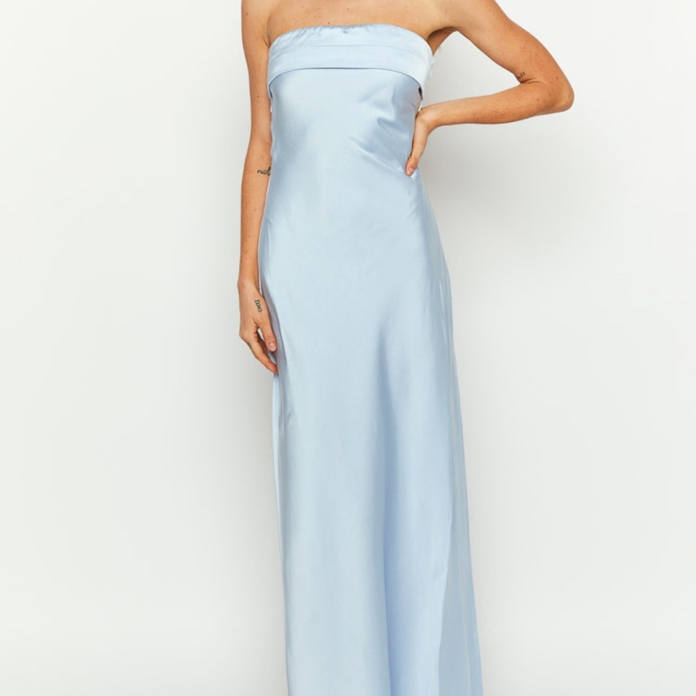 beginning boutique blue silk dress